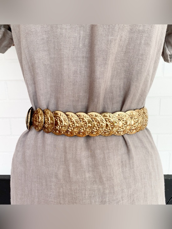 unbranded Accessories - Vintage Gold Coin Medallions Belt Women's Size 22"-42" Stretchy Concho Glam